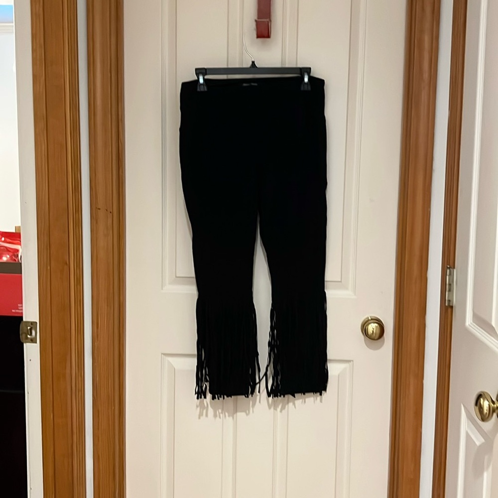 Athena Marie stretch leggings with fringe on bottom